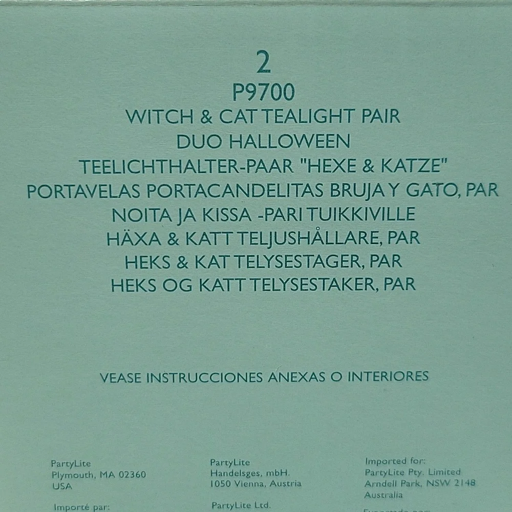 PARTYLITE P9700 Witch & Cat Tealight Pair